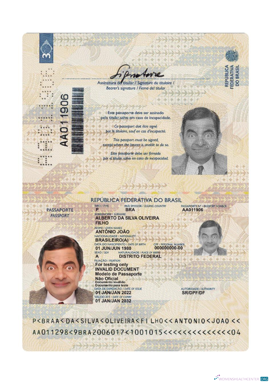 Download Brazil passport 2022 present Photoshop template